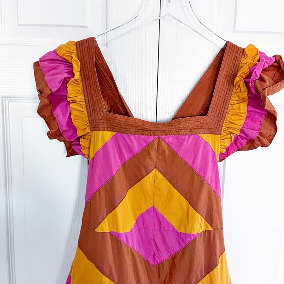 Love The Label Anthropologie Ruffled Colorblocked Midi Dress - Picture 2 of 10